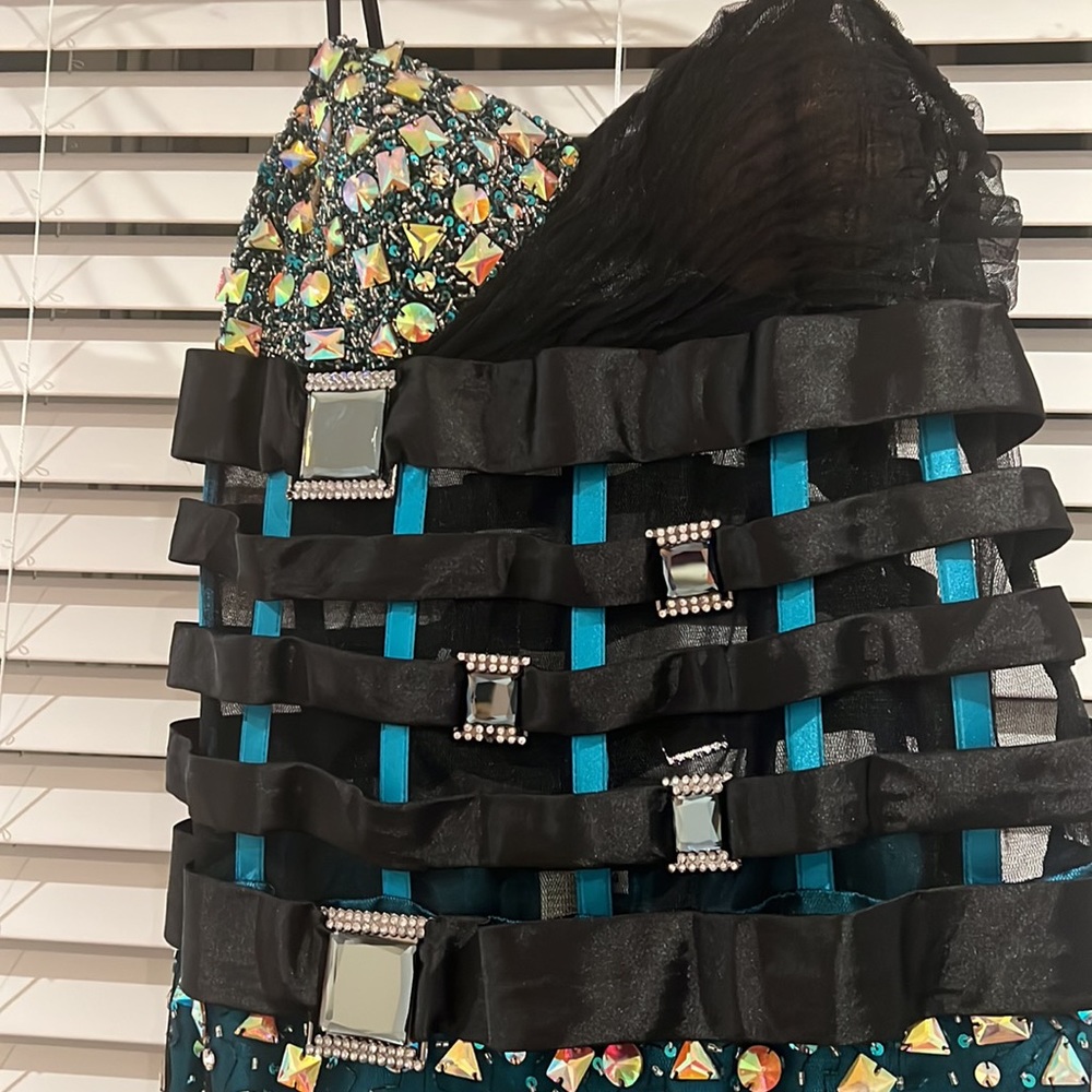 2000’s MNM Couture Turquoise dress with corset - Picture 2 of 4